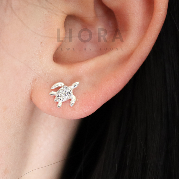 CZ Turtle Stud Earrings