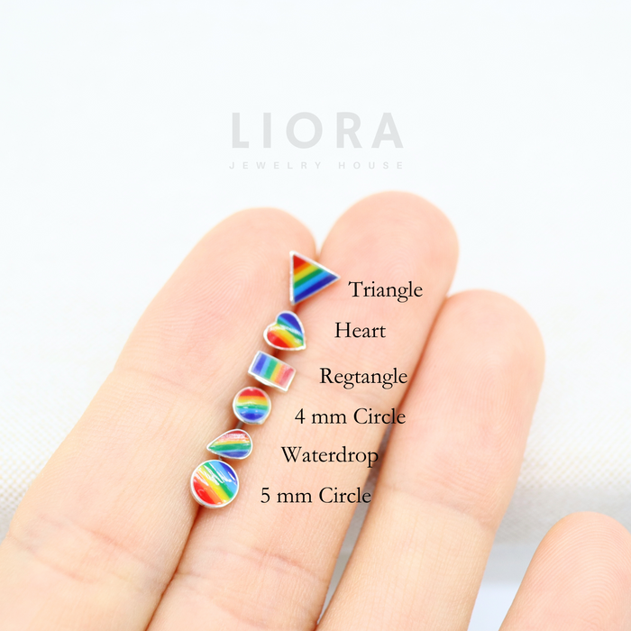 Geometric Rainbow Stud Earrings