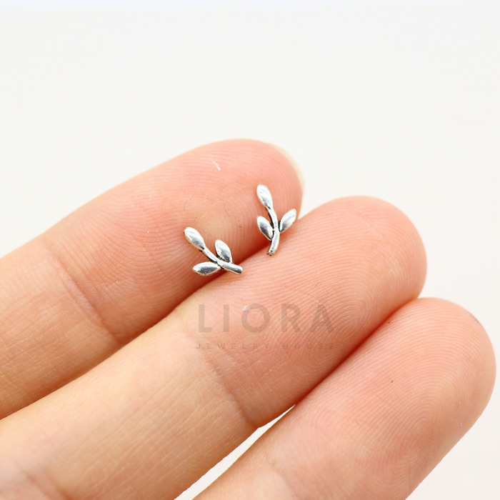 Mismatched Bird Leaf Stud Earrings