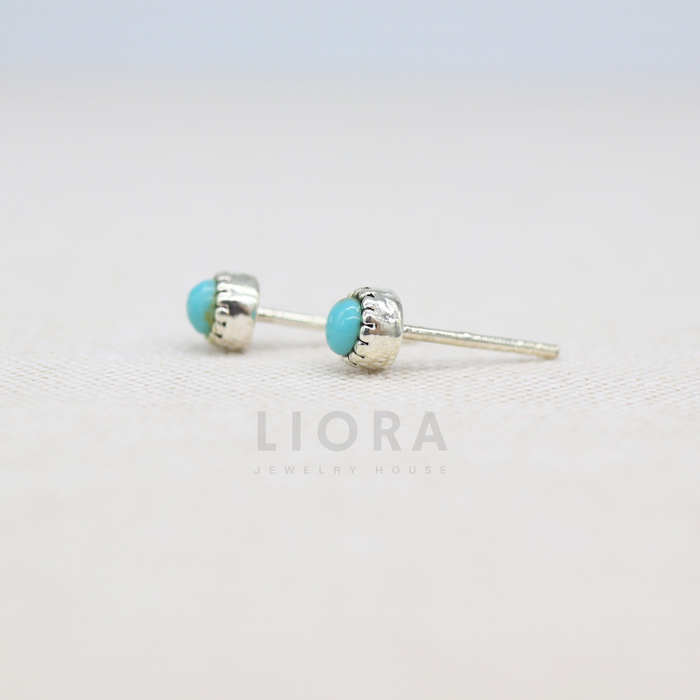 Round Turquoise Stud Earrings