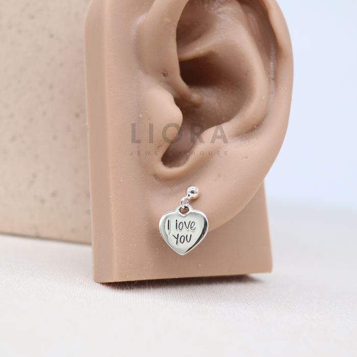 I love you Heart Drop Earrings