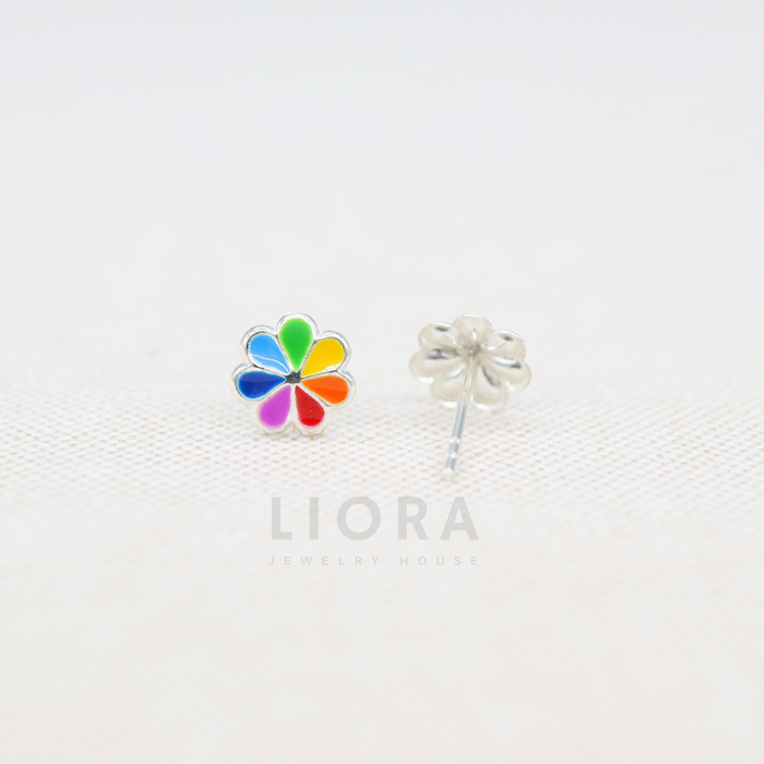 Rainbow Flower Stud Earring