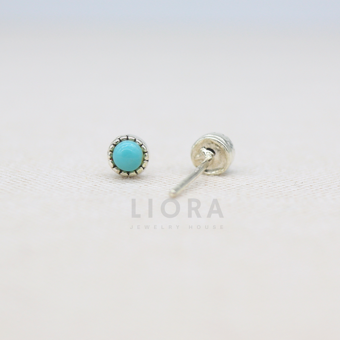 Round Turquoise Stud Earrings