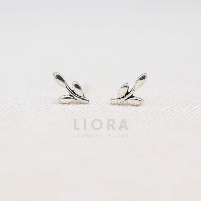 Mismatched Bird Leaf Stud Earrings