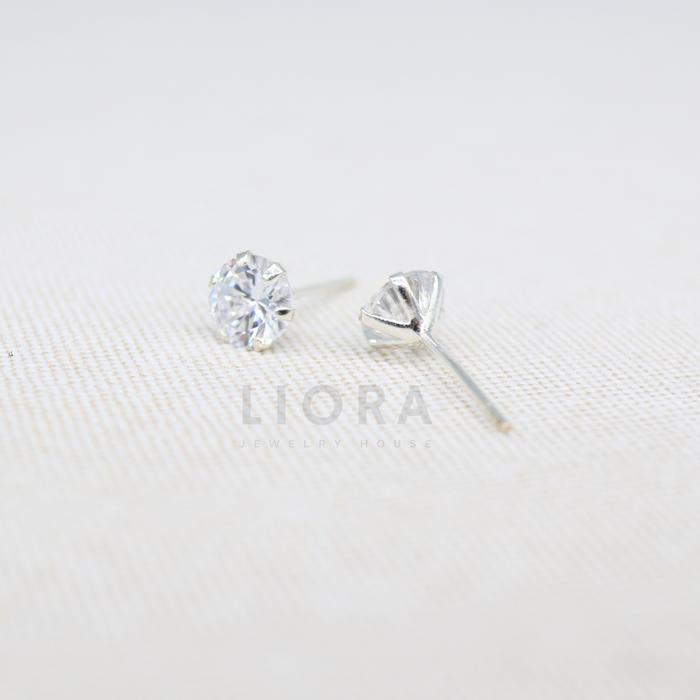 Round CZ Stud Earrings