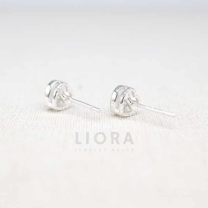 CZ Heart Stud Earrings