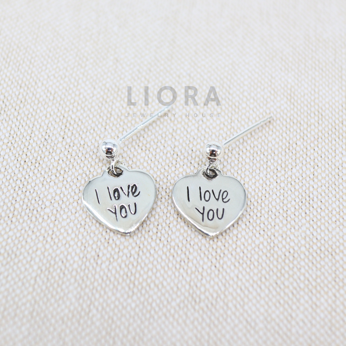 I love you Heart Drop Earrings