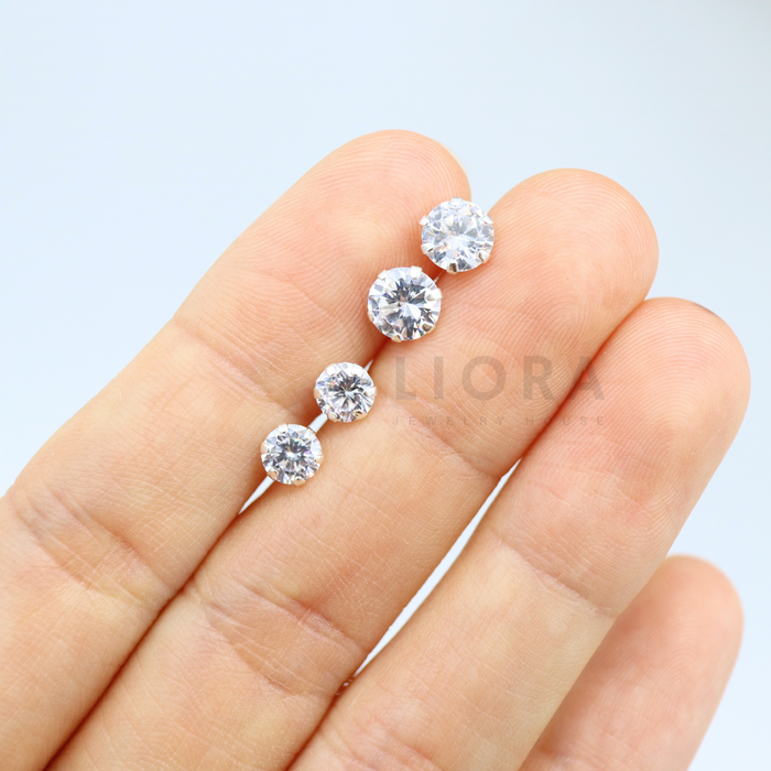 Round CZ Stud Earrings