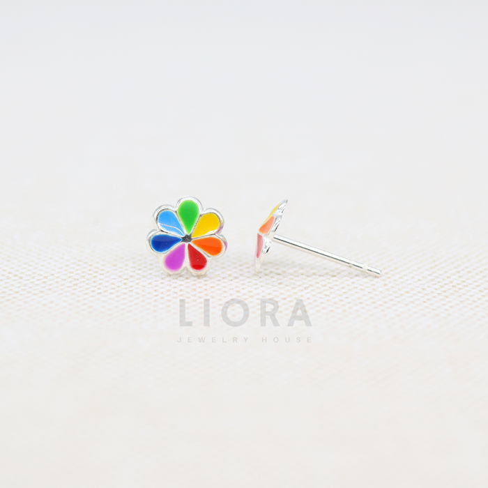 Rainbow Flower Stud Earring