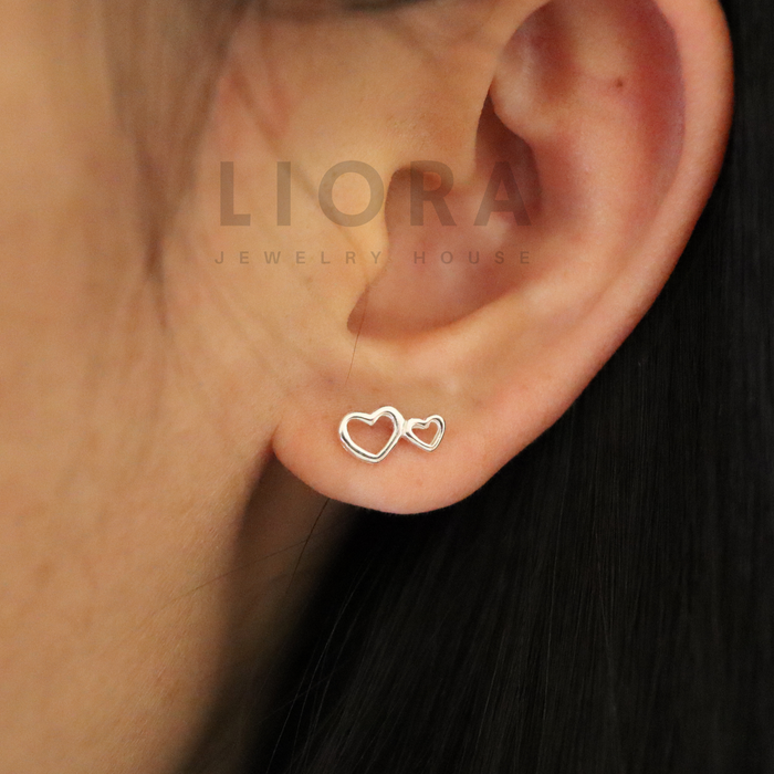 Double Heart Stud Earrings