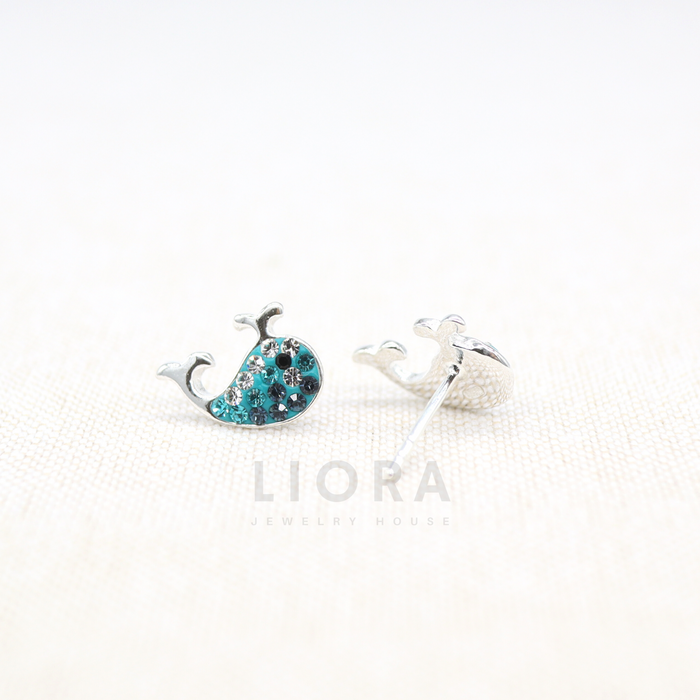 CZ Whale Stud Earrings