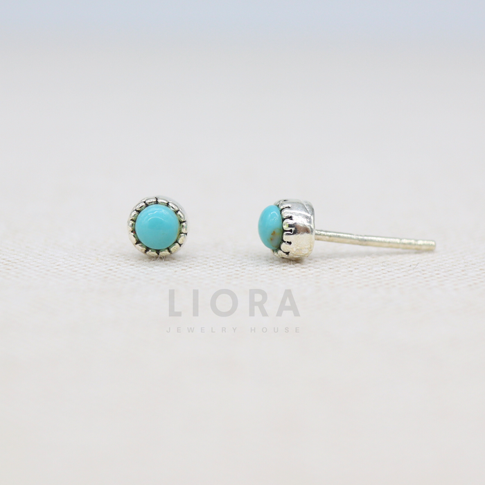 Round Turquoise Stud Earrings