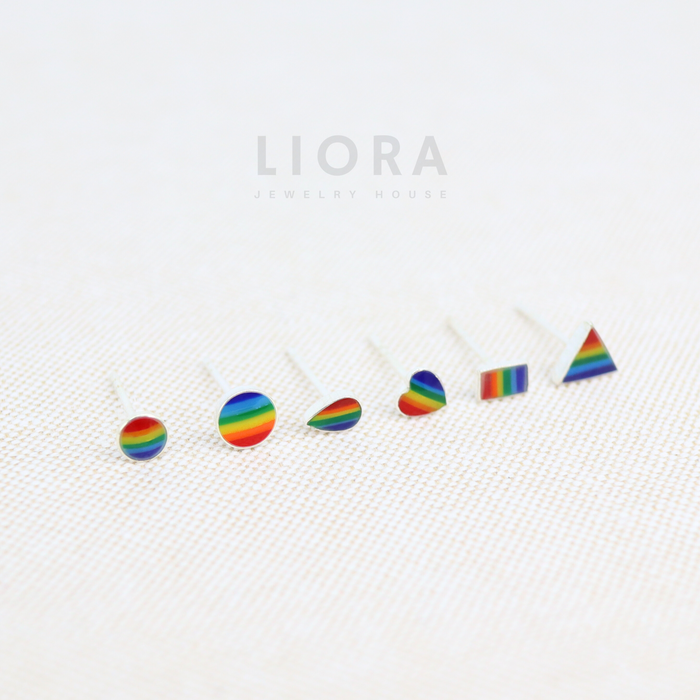 Geometric Rainbow Stud Earrings