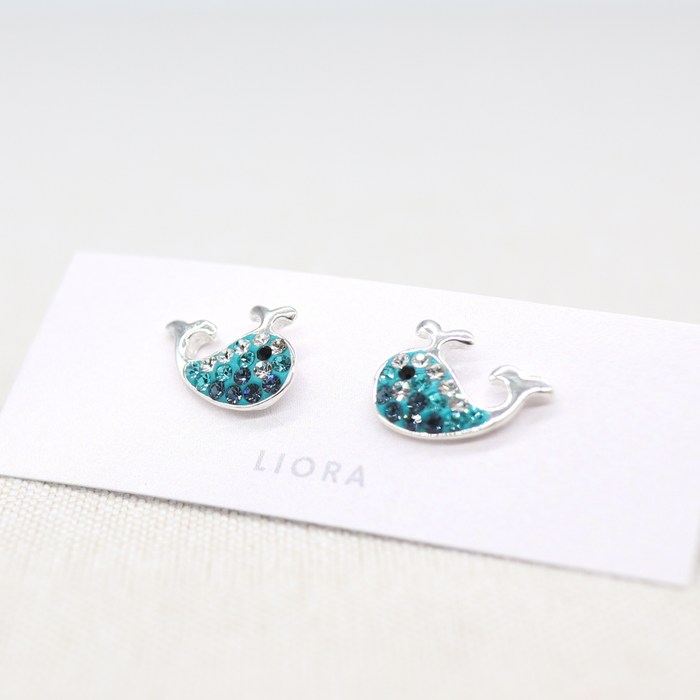 CZ Whale Stud Earrings