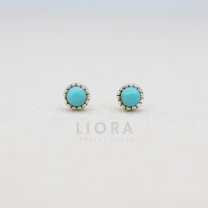 Round Turquoise Stud Earrings