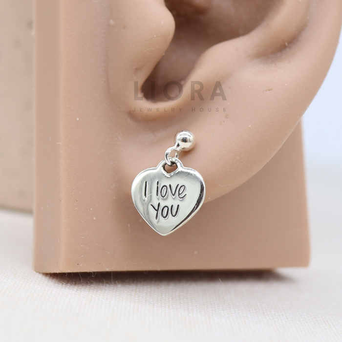 I love you Heart Drop Earrings