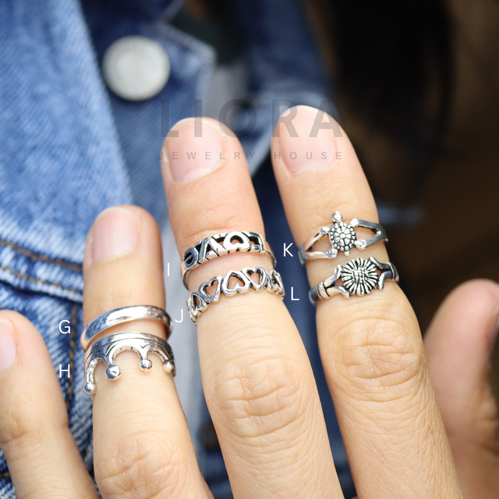 Mixed Toe Ring, Midi ring, Knuckle Ring,