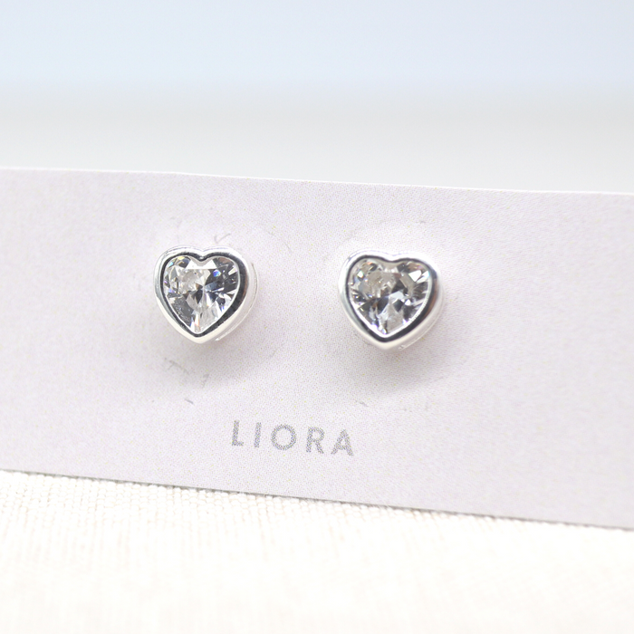 CZ Heart Stud Earrings