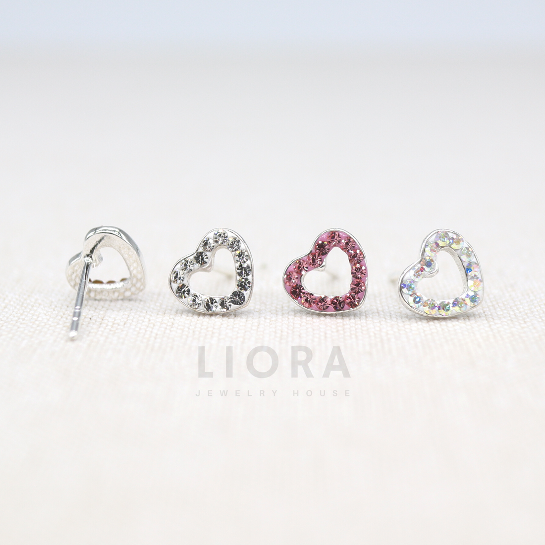 CZ Heart Stud Earrings