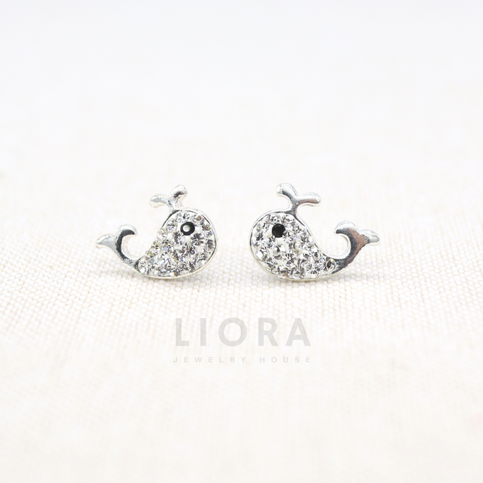 CZ Whale Stud Earrings