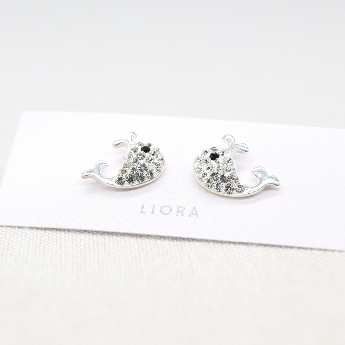 CZ Whale Stud Earrings