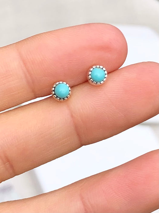 Round Turquoise Stud Earrings