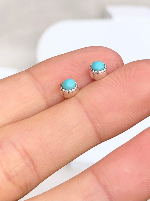 Round Turquoise Stud Earrings