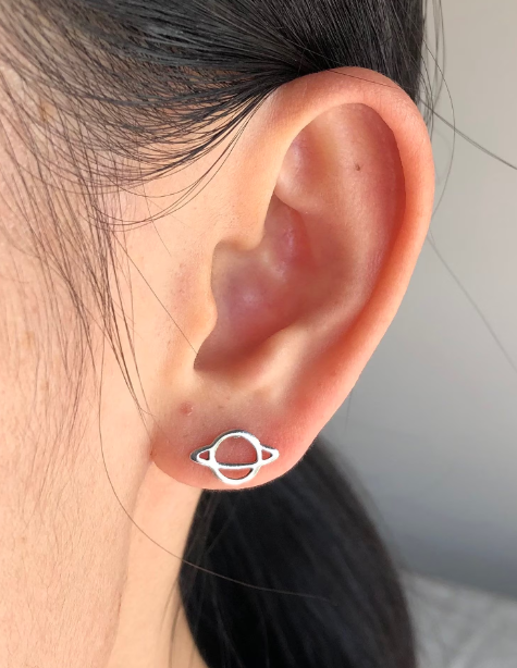 Mismatched Alien UFO Saturn Stud Earrings