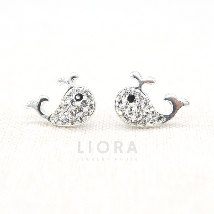 CZ Whale Stud Earrings