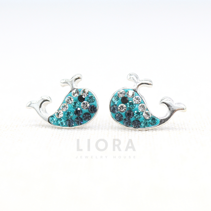 CZ Whale Stud Earrings