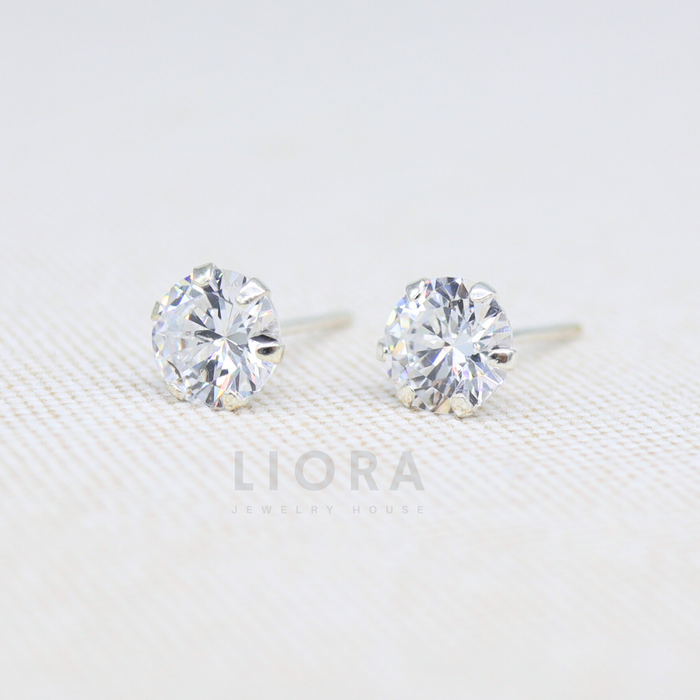 Round CZ Stud Earrings