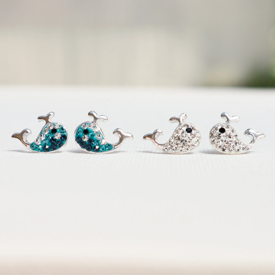 CZ Whale Stud Earrings