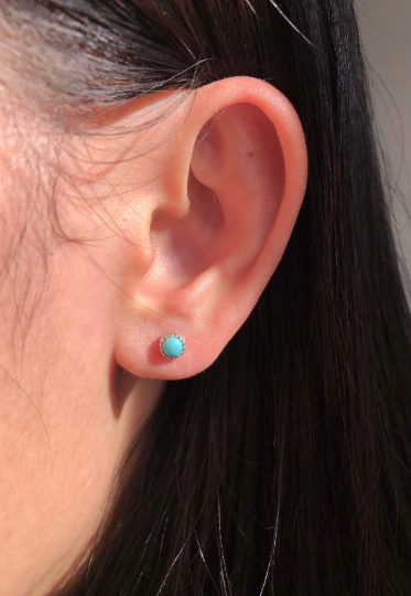 Round Turquoise Stud Earrings