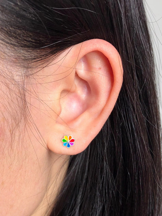 Rainbow Flower Stud Earring