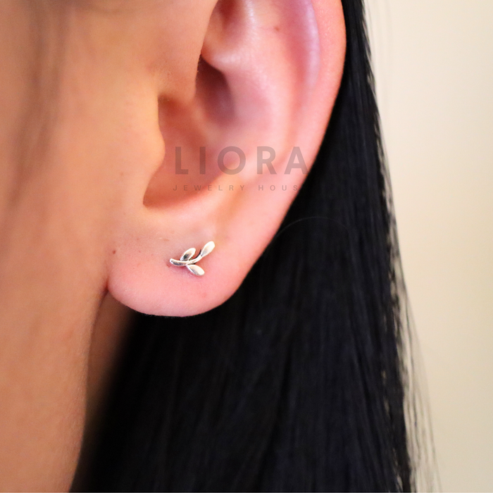 Mismatched Bird Leaf Stud Earrings