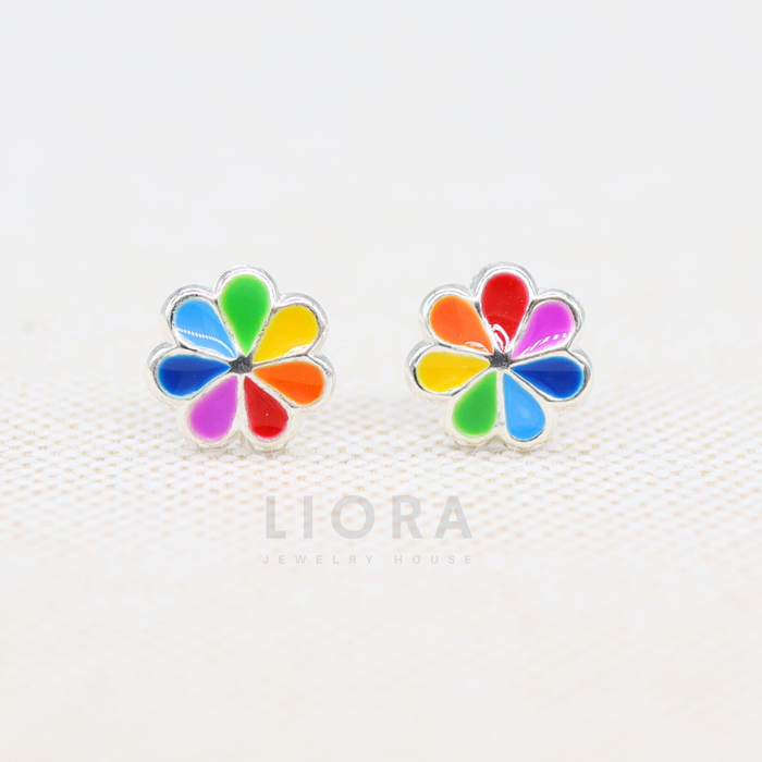 Rainbow Flower Stud Earring