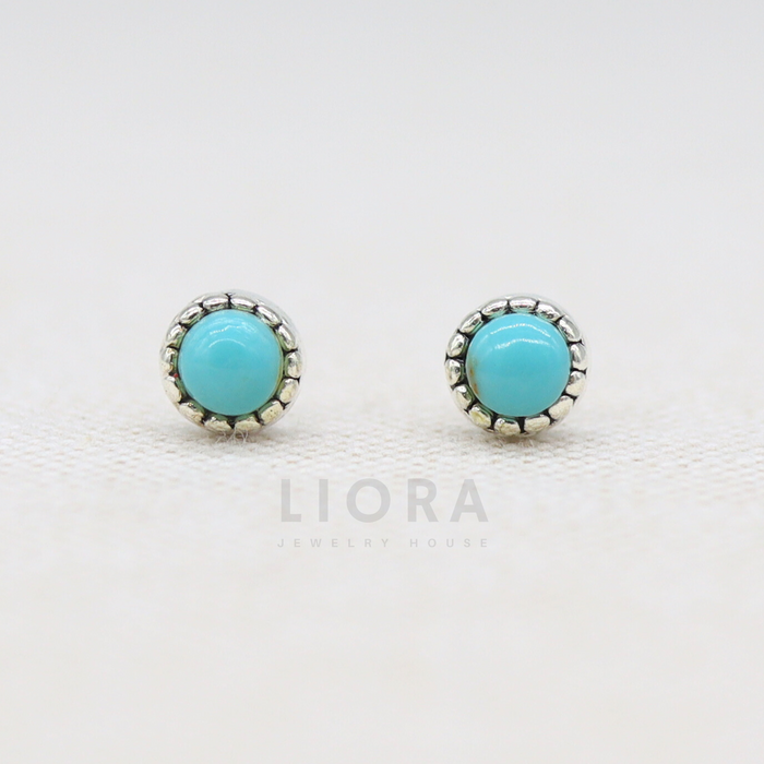 Round Turquoise Stud Earrings